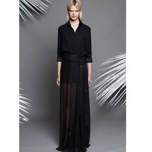 NWT Jay Ahr Paris Silk & Studded Sheer Maxi Dress Black‎ Size 40
